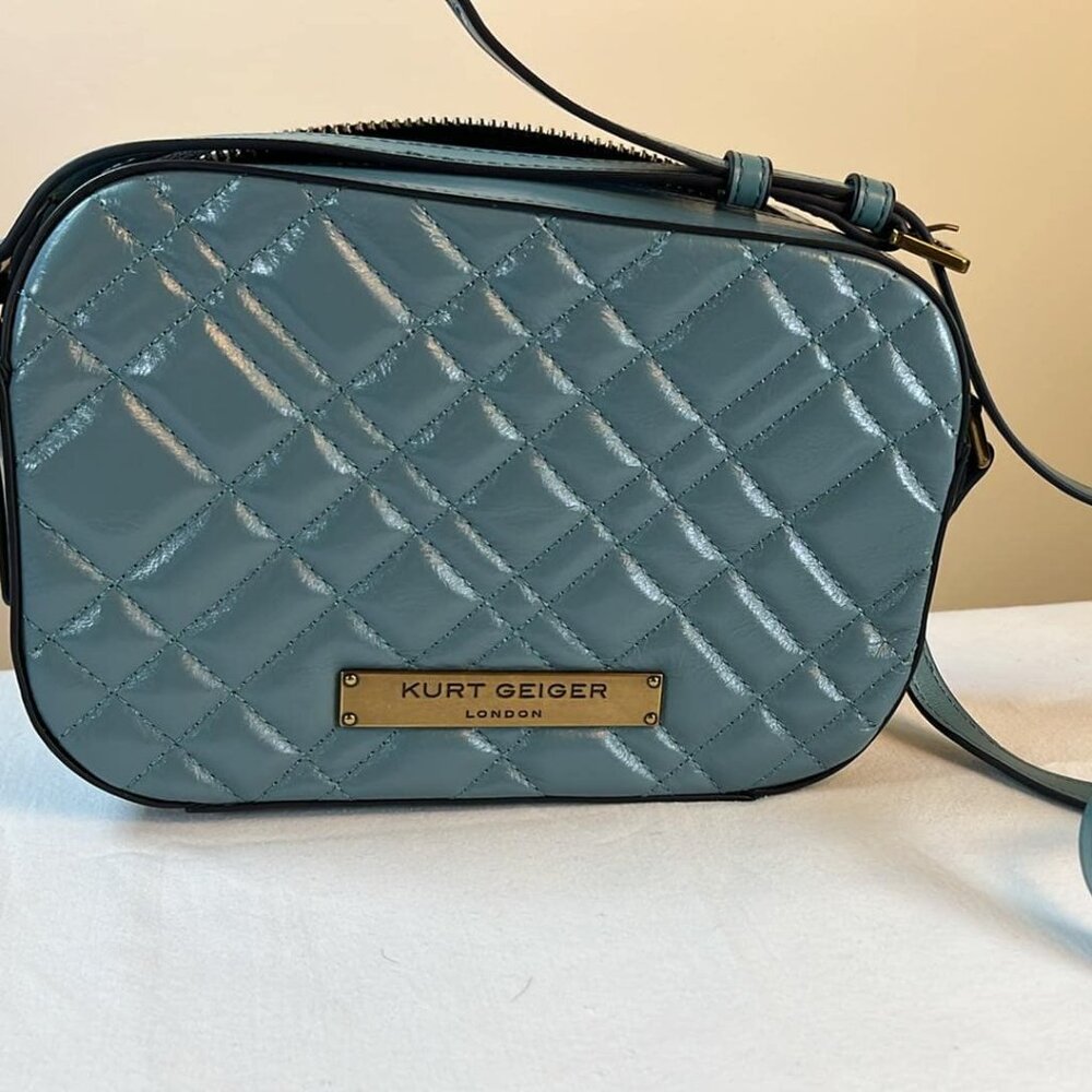 Kurt Geiger Quilted Baby Blue Leather Shoulder Bag NWOT